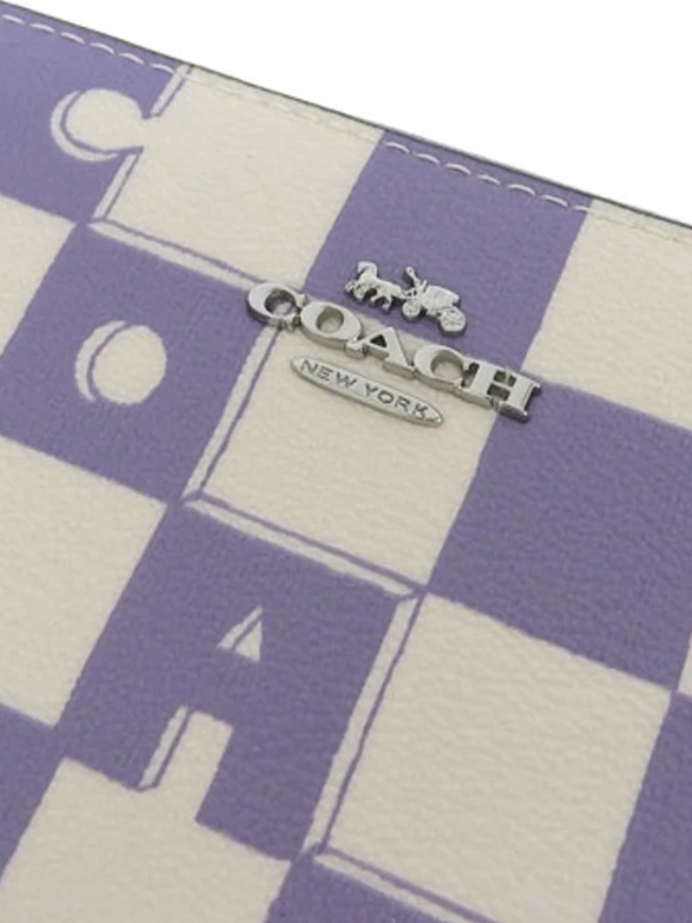 Coach CR789 Medium Id Zip Wallet With Checkerboard Print (Cream/Purple) - EUC - Picture 7 of 12